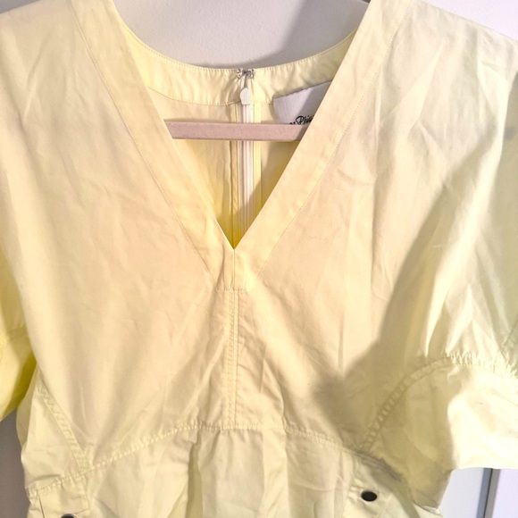 3.1 PHILLIP LIM Snap-Detailed Cotton-Poplin Blouse - Pastel Yellow - Picture 4 of 7